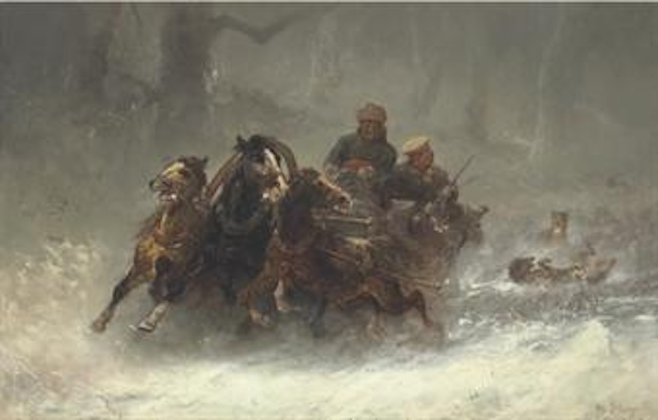 A Troika Pursued by Wolves by Adolf Schreyer