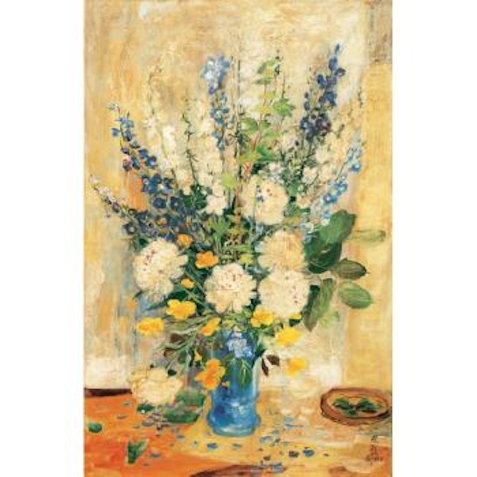 Peonies And Delphiniums by Le Pho