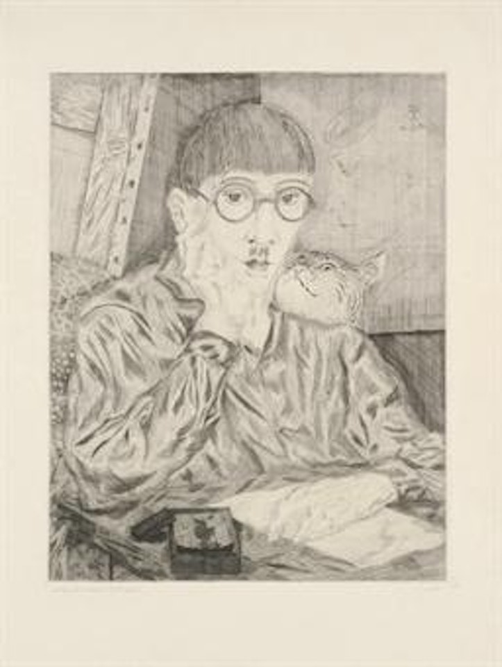 Autoportrait au Chat (Buisson 27.03) by Leonard Tsuguharu Foujita