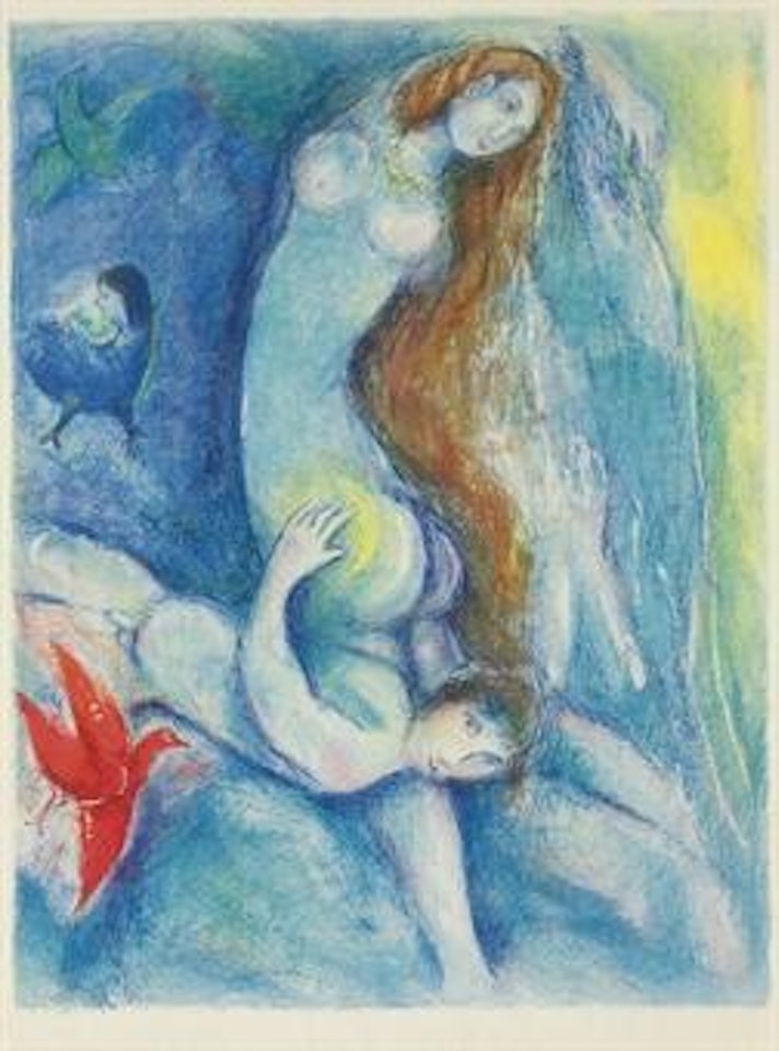 Then he spent the Night with her embracing..., Plate 3 from Four Tales from The Arabian Nights (Mourlot 38; cf. C. books 18) by Marc Chagall