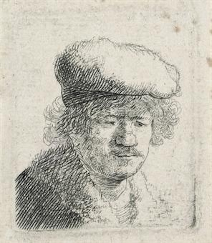 Self-Portrait with Cap pulled forward (B., Holl. 319; H. 58) by Attributed to Rembrandt Harmensz van Rijn