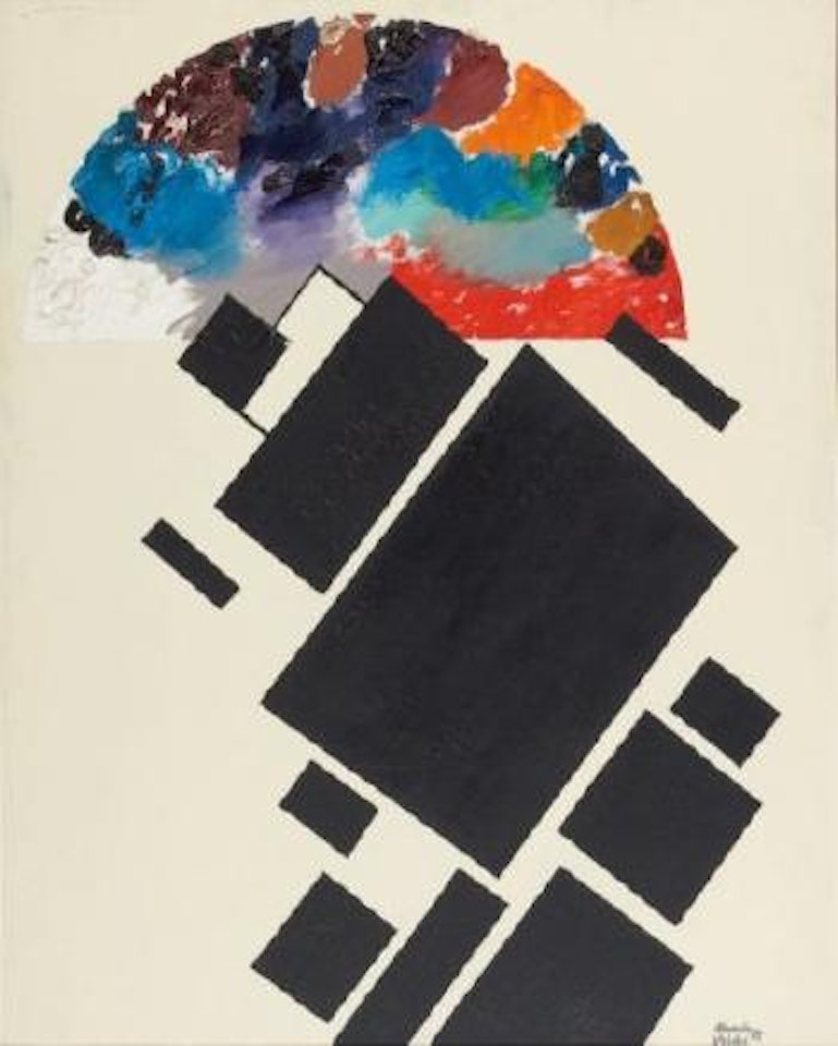 Rectangulos negro sobre fondo blanco by Manolo Valdés