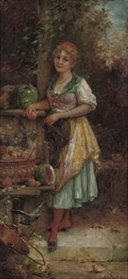 Gathering fruit by Hans Zatzka