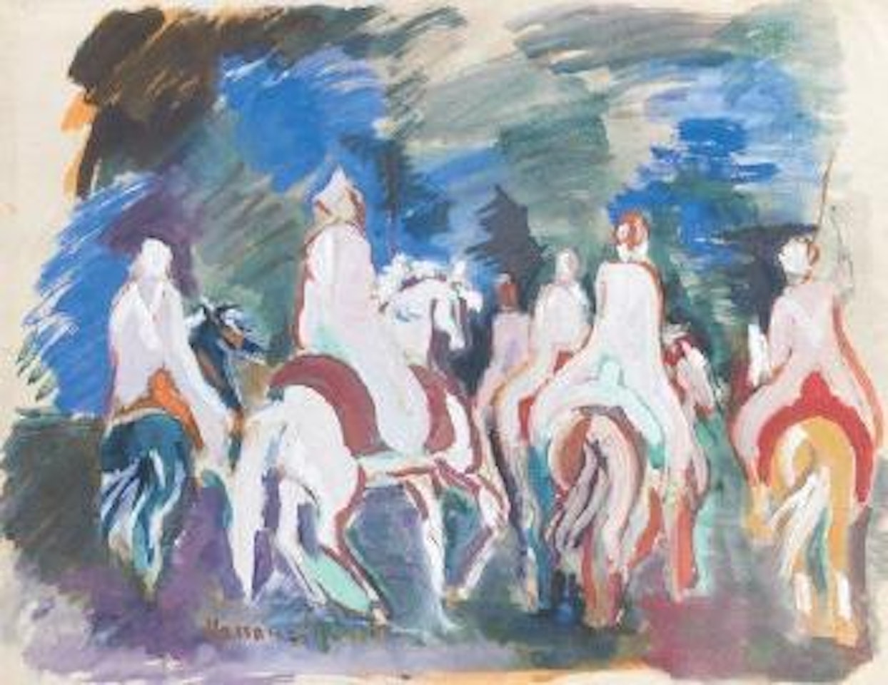 Six cavaliers de dos by Hassan El Glaoui