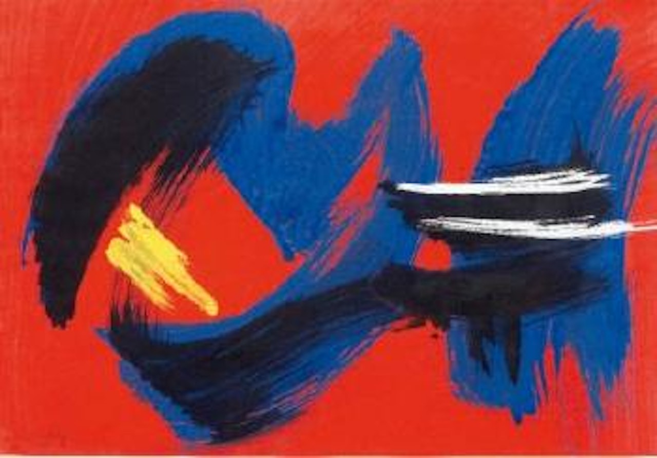 Composition sur fond rouge by Gerard Schneider