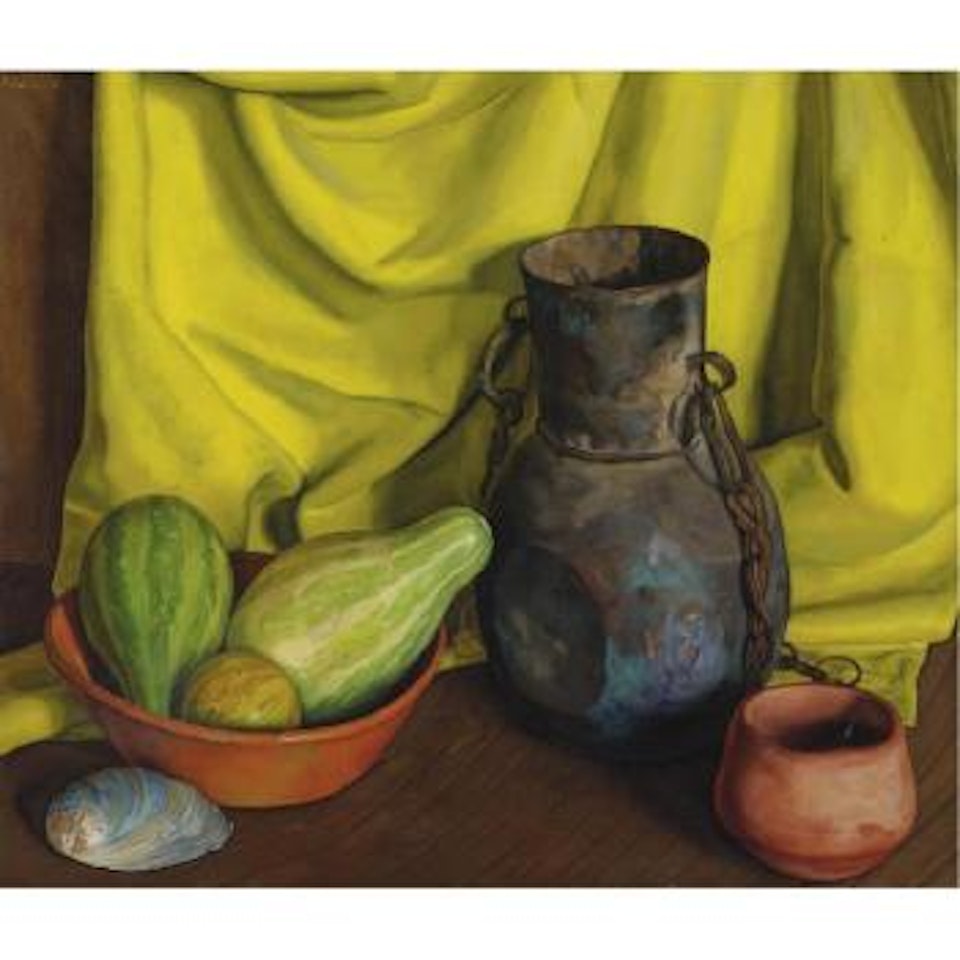 Still Life With Yellow Cloth by Luigi Lucioni
