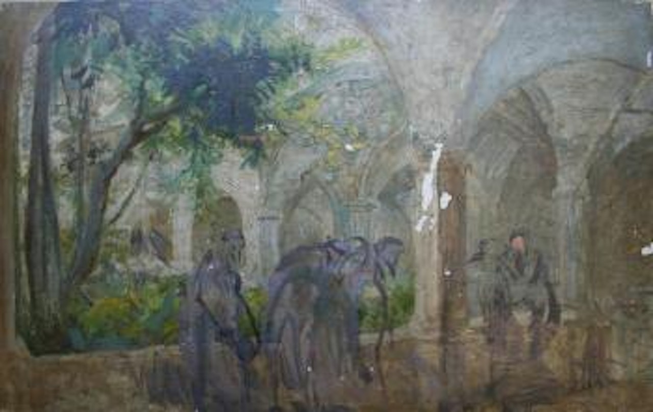 Monks in the monastery, Assisi by Sir Frank Brangwyn