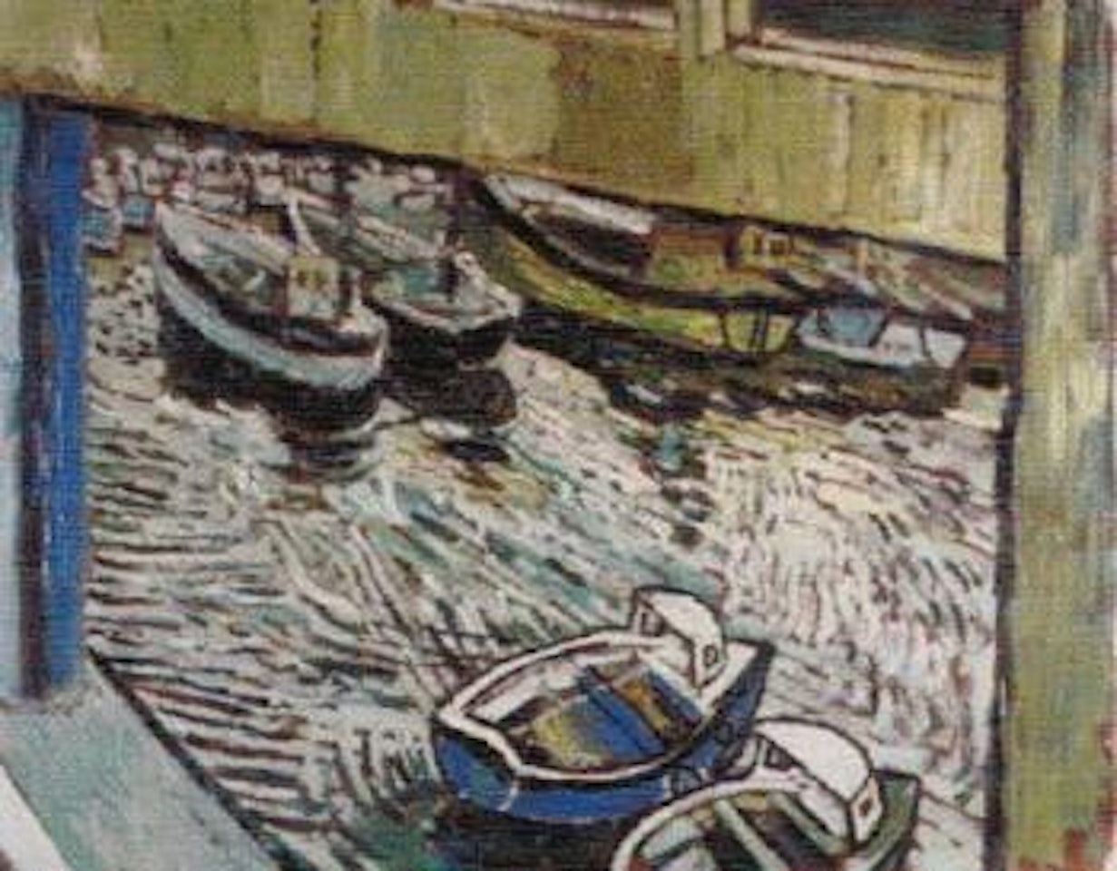 Boats and window by John Bratby