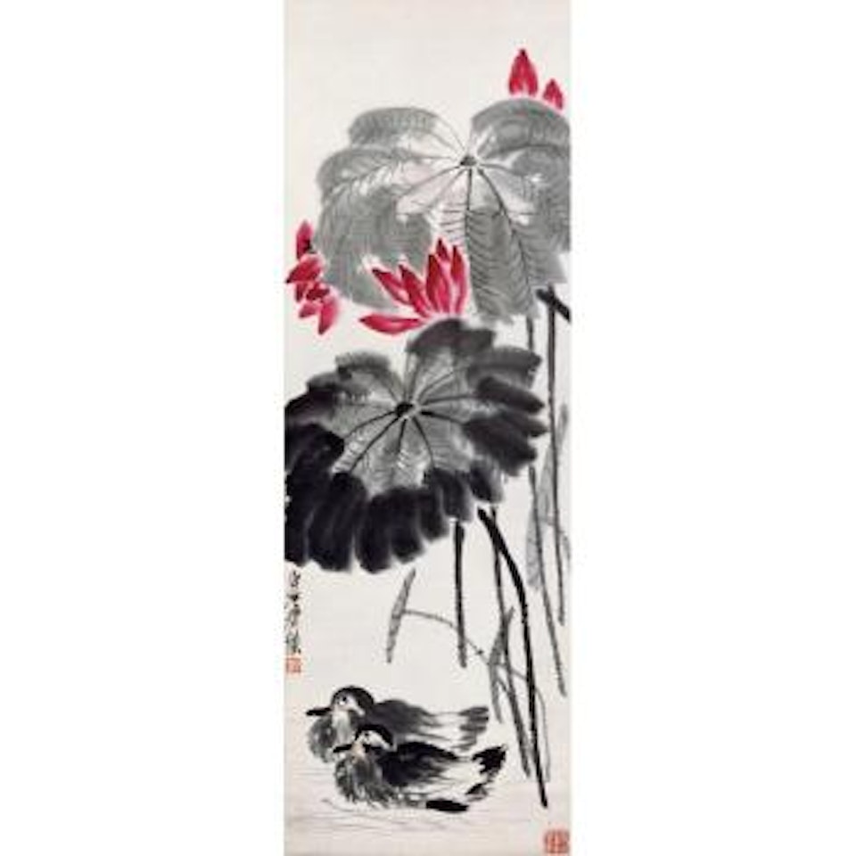 Lotus And Mandarin Ducks by Qi Baishi