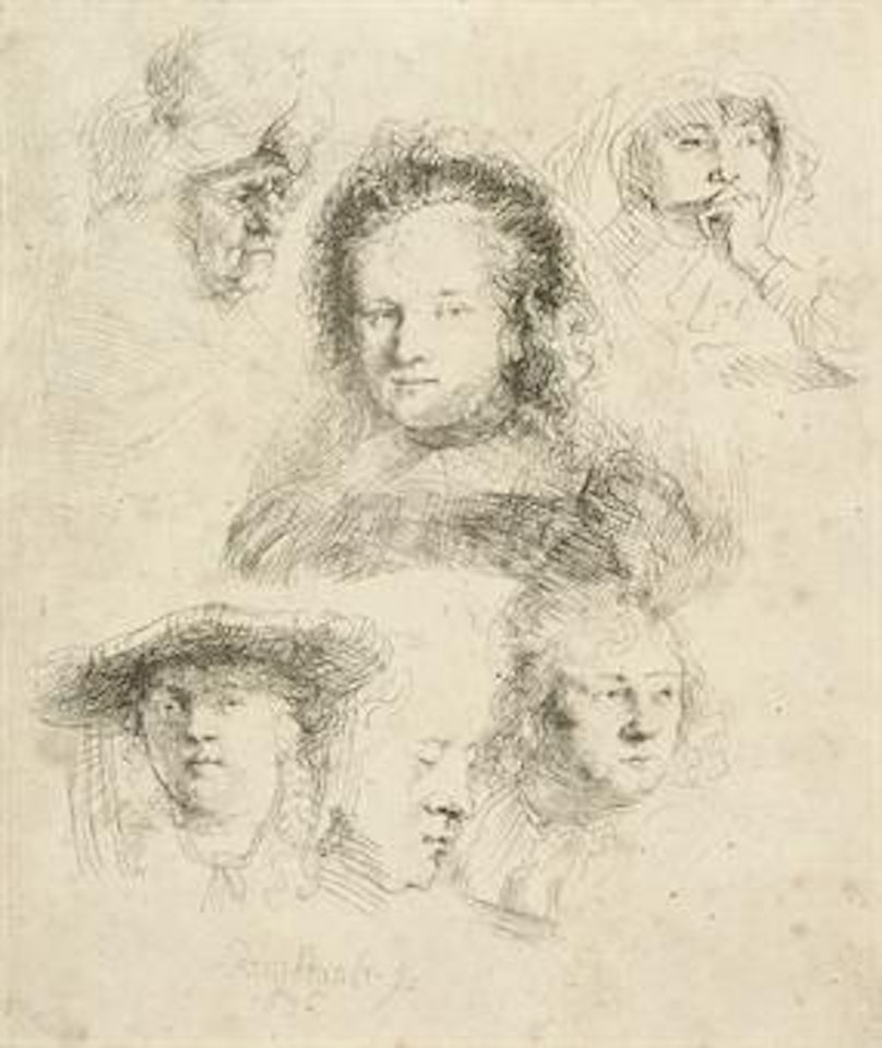 Studies of the Head of Saskia and others (B., Holl. 365; H. 145) by Attributed to Rembrandt Harmensz van Rijn