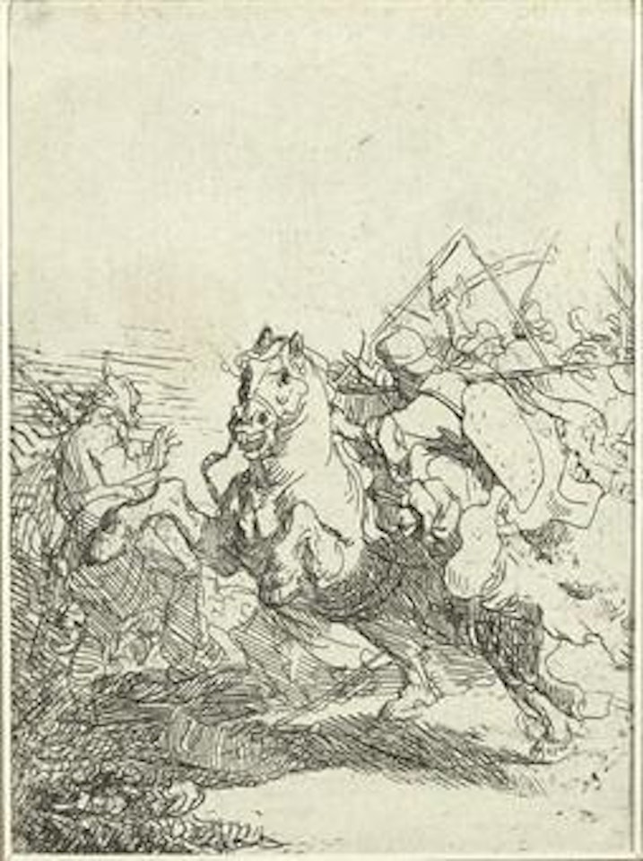 The Cavalry Fight (B, Holl 117; H 100) by Attributed to Rembrandt Harmensz van Rijn