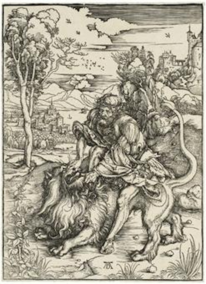 Samson rending the Lion (B 2; M, Holl 107; SMS 127) by Albrecht Dürer