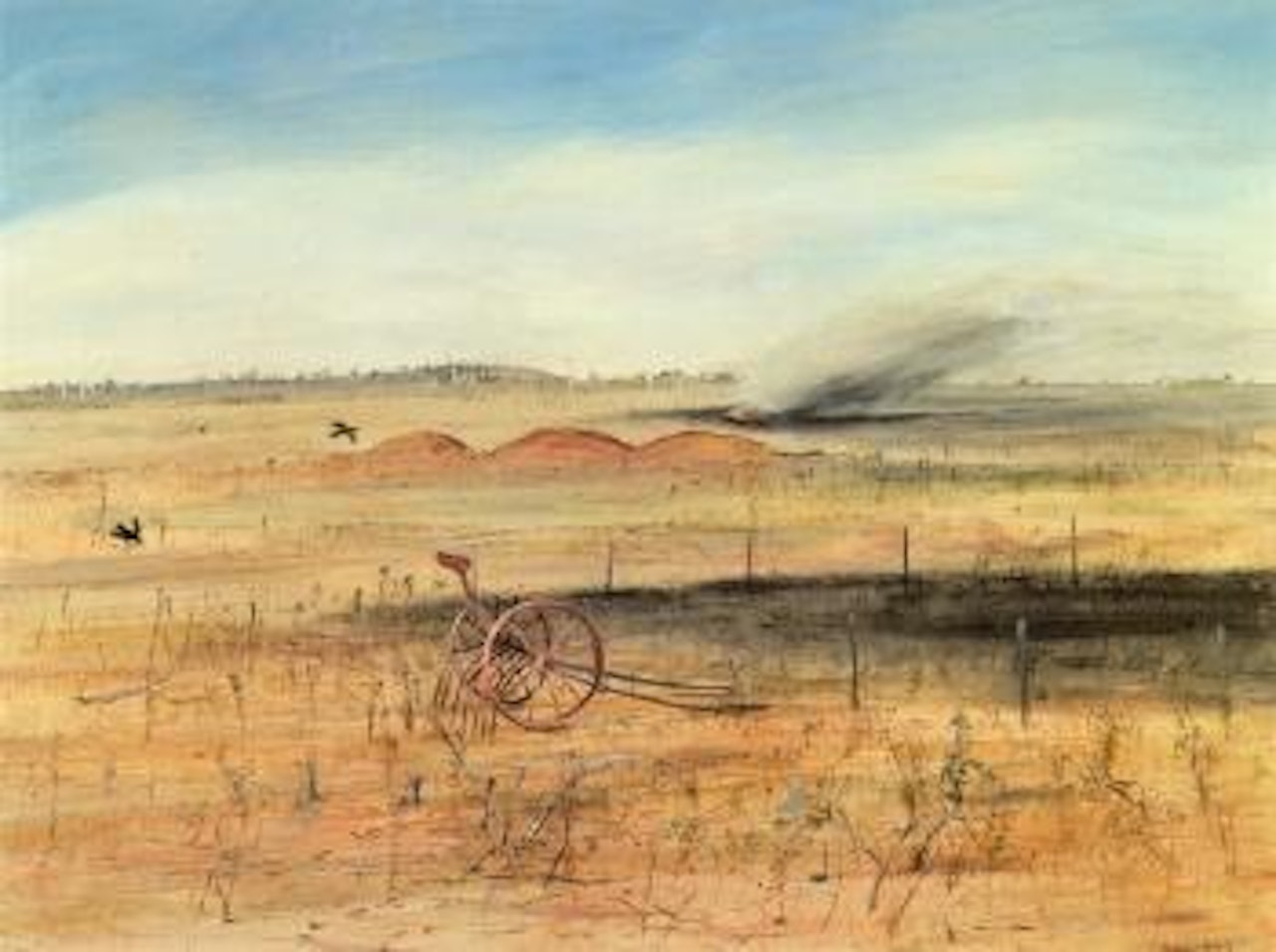 Burning wheat stubble, Wimmera by Arthur Merric Bloomfield Boyd