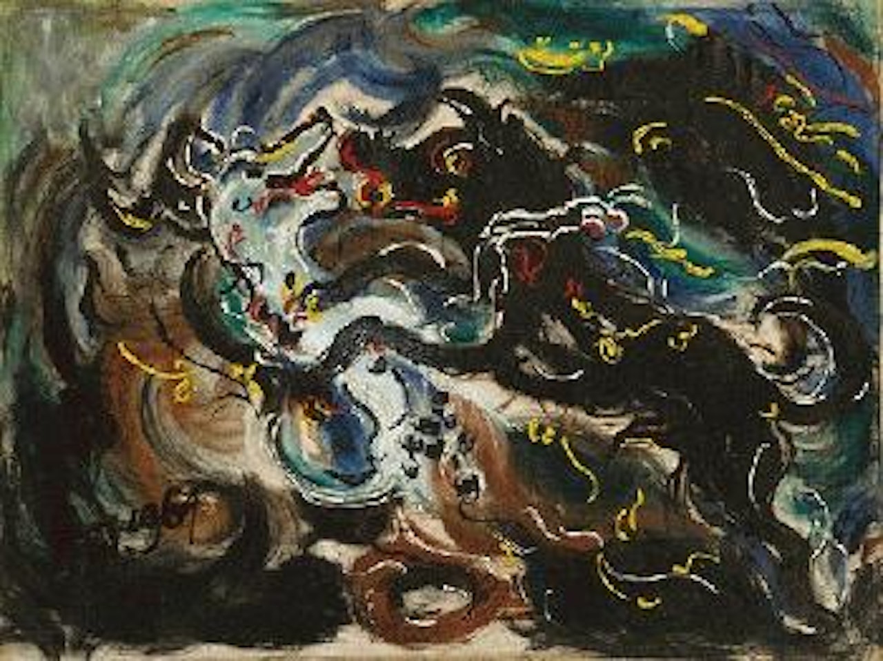 Fighting dogs by Affandi
