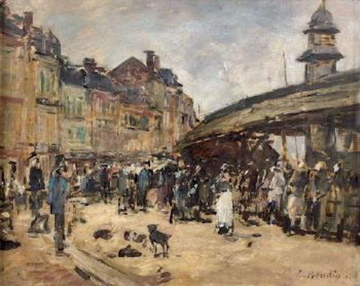 Marche a trouville by Eugène Boudin