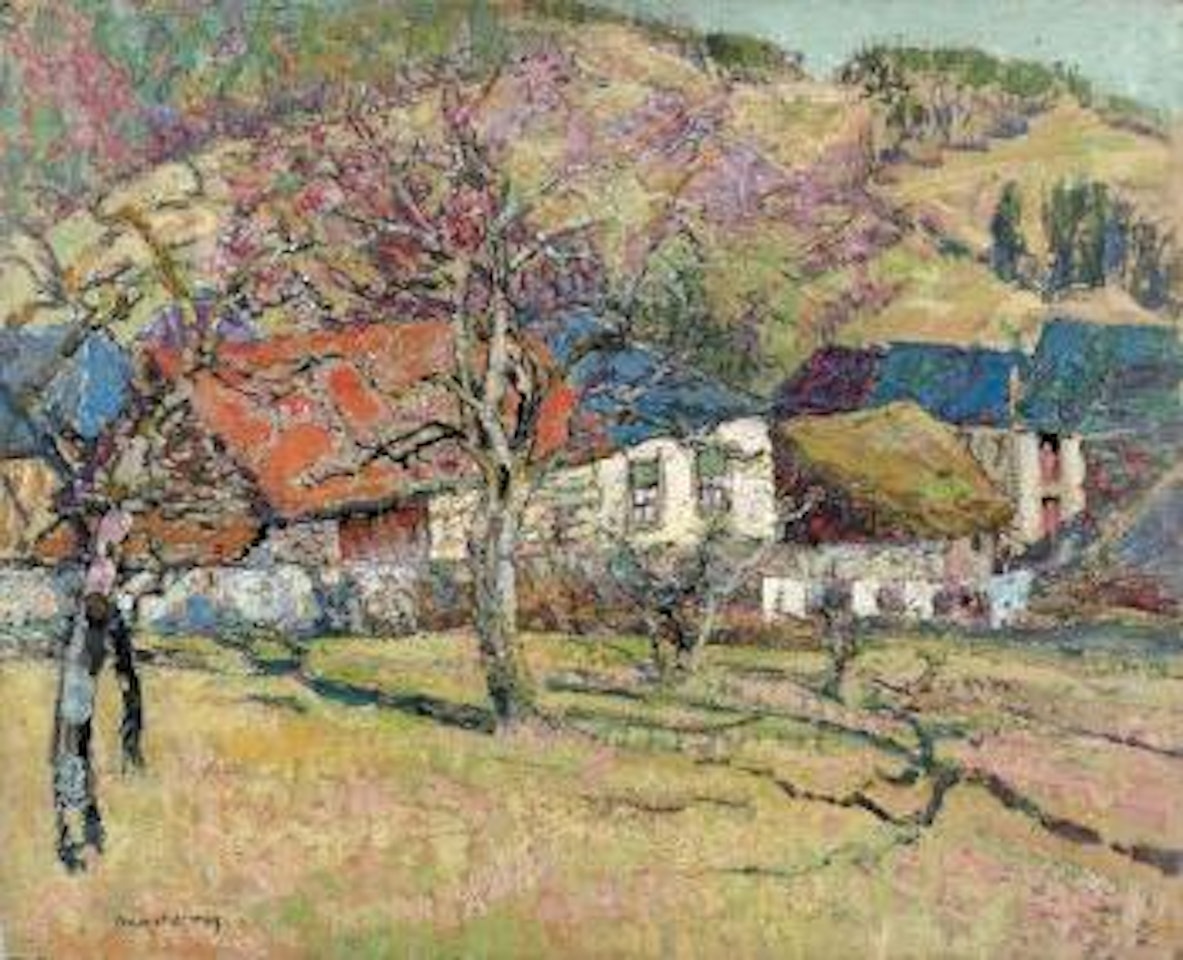 Toits colores au pied des collines by Victor Charreton