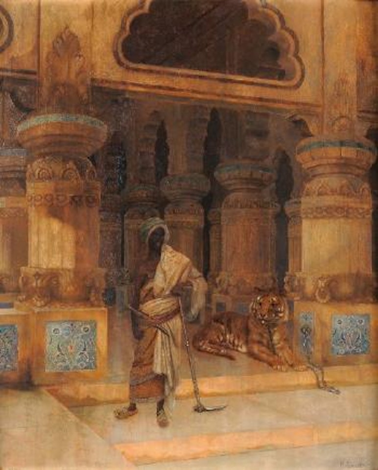 Gardien de temple et tigre by Rudolf Ernst