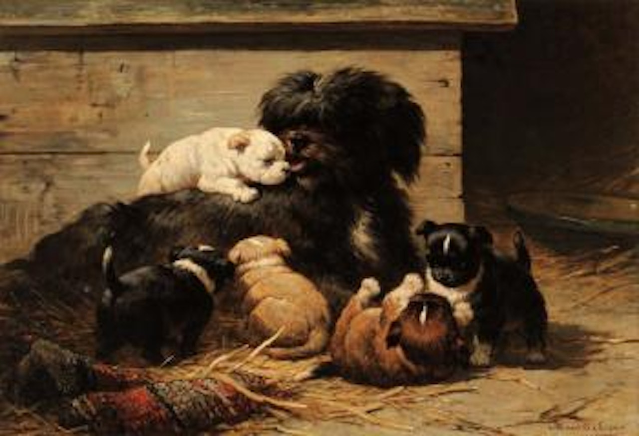 Chien et chiots by Henriette Ronner-Knip