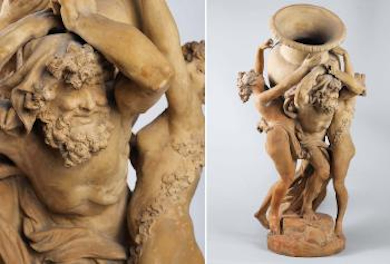 Deux bacchantes et un Hercule portant un vase by Albert-Ernest Carrier-Belleuse