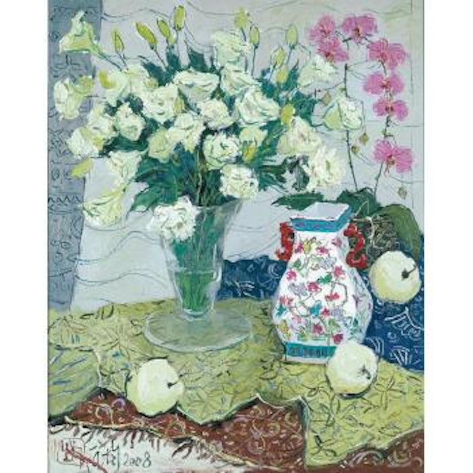 Flowers And Colourful Vase by Pang Jiun
