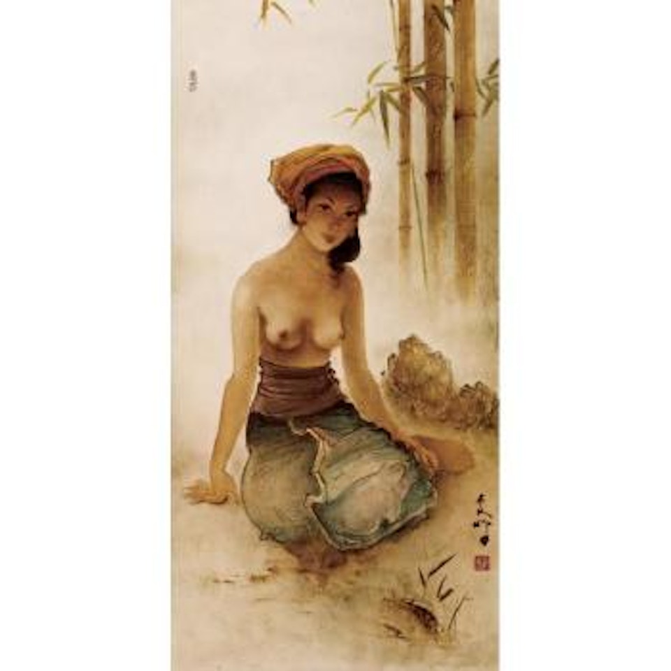 Seated Nude by Lee Man Fong
