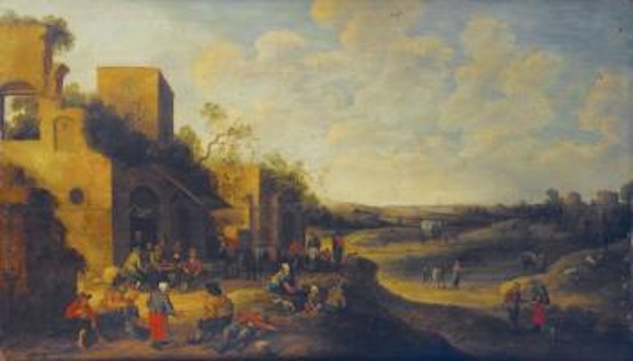 L'entrée du village by Joost Cornelisz Droochsloot