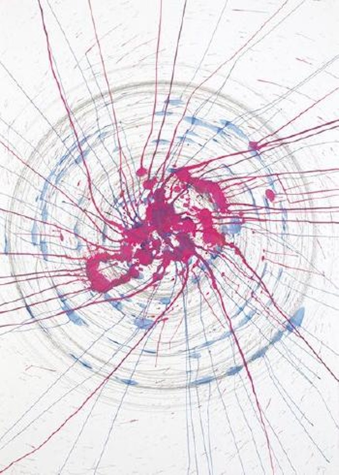 Beautiful exploding spinning spiral drawing by Damien Hirst