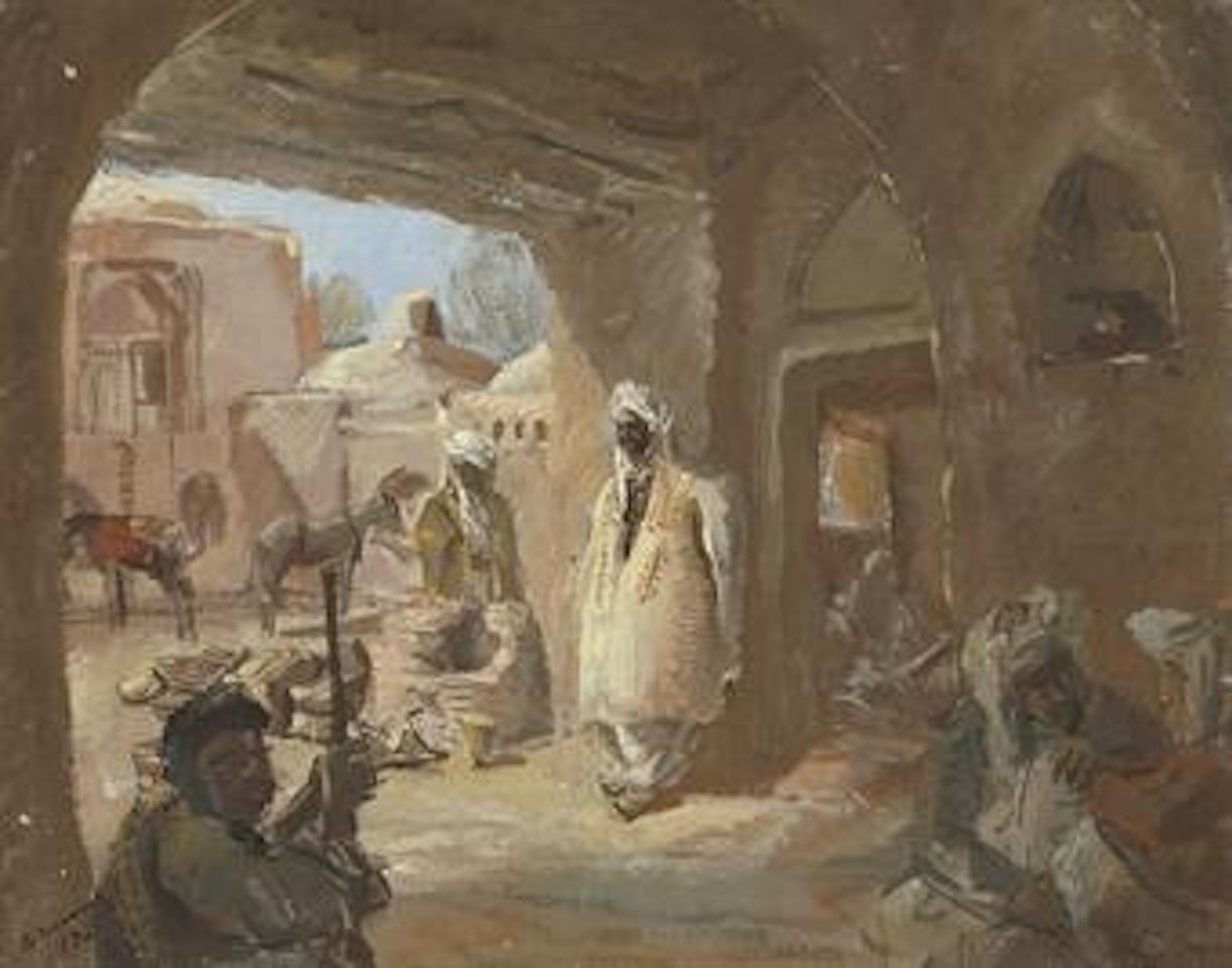 A caravanserai in Afghanistan by Alexander Evgenievich Yakovlev