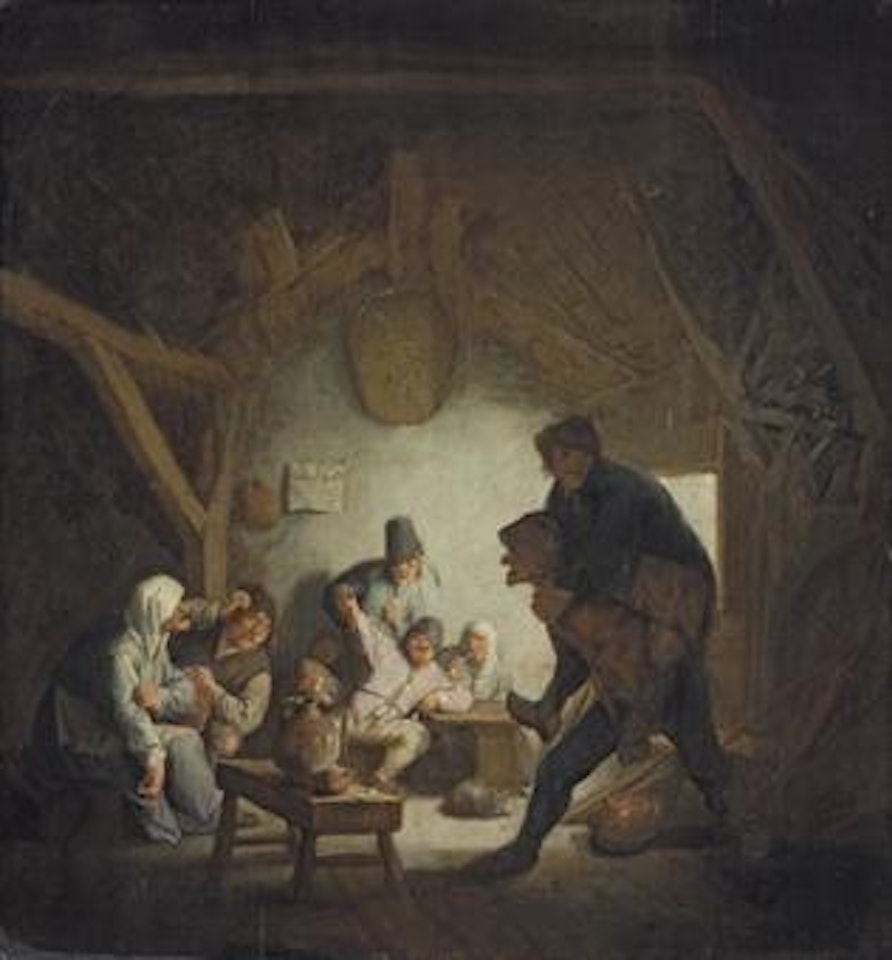 Boors carousing in an inn by Adriaen van Ostade