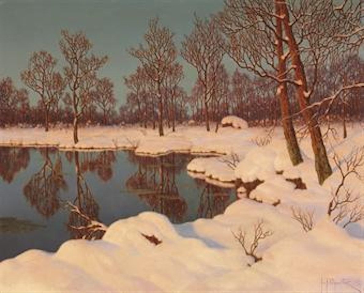 Winter sunset by Ivan Fedorovich Choultse