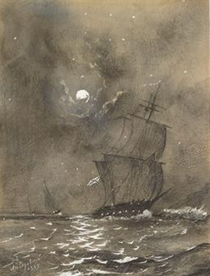 Vessels in full sail by moonlight by Ivan Konstantinovich Aivazovsky