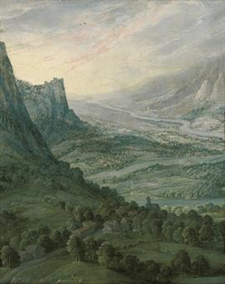An extensive mountainous landscape by Joos de Momper the Younger
