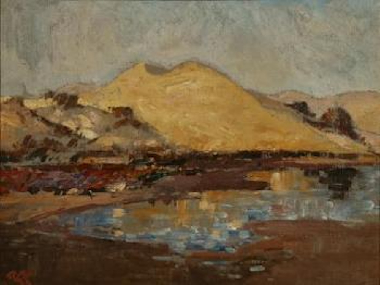 Mountain Landscape with a Pool in the foreground by Robert Gwelo Goodman