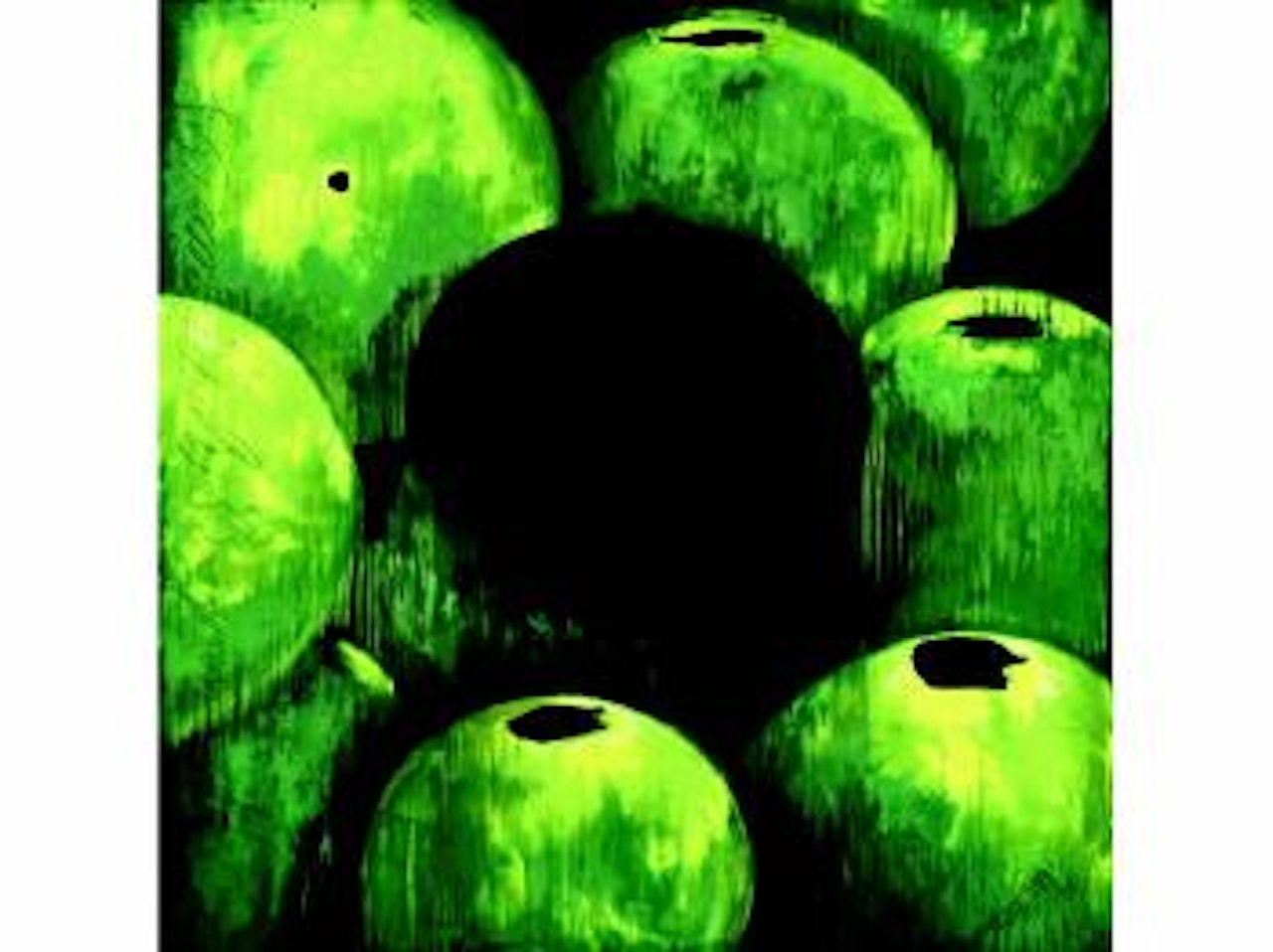 Apples and egg by Donald Sultan