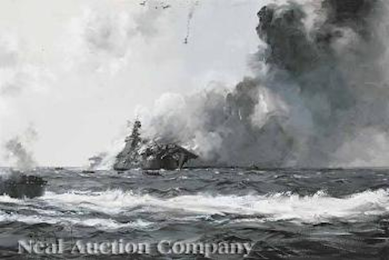 Carrier Aflame by Montague Dawson