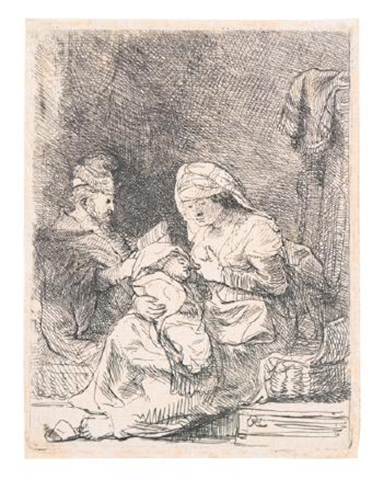 The Holy family by Attributed to Rembrandt Harmensz van Rijn
