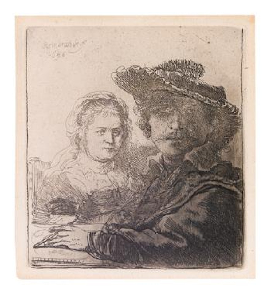 Self portrait with Saskia by Attributed to Rembrandt Harmensz van Rijn