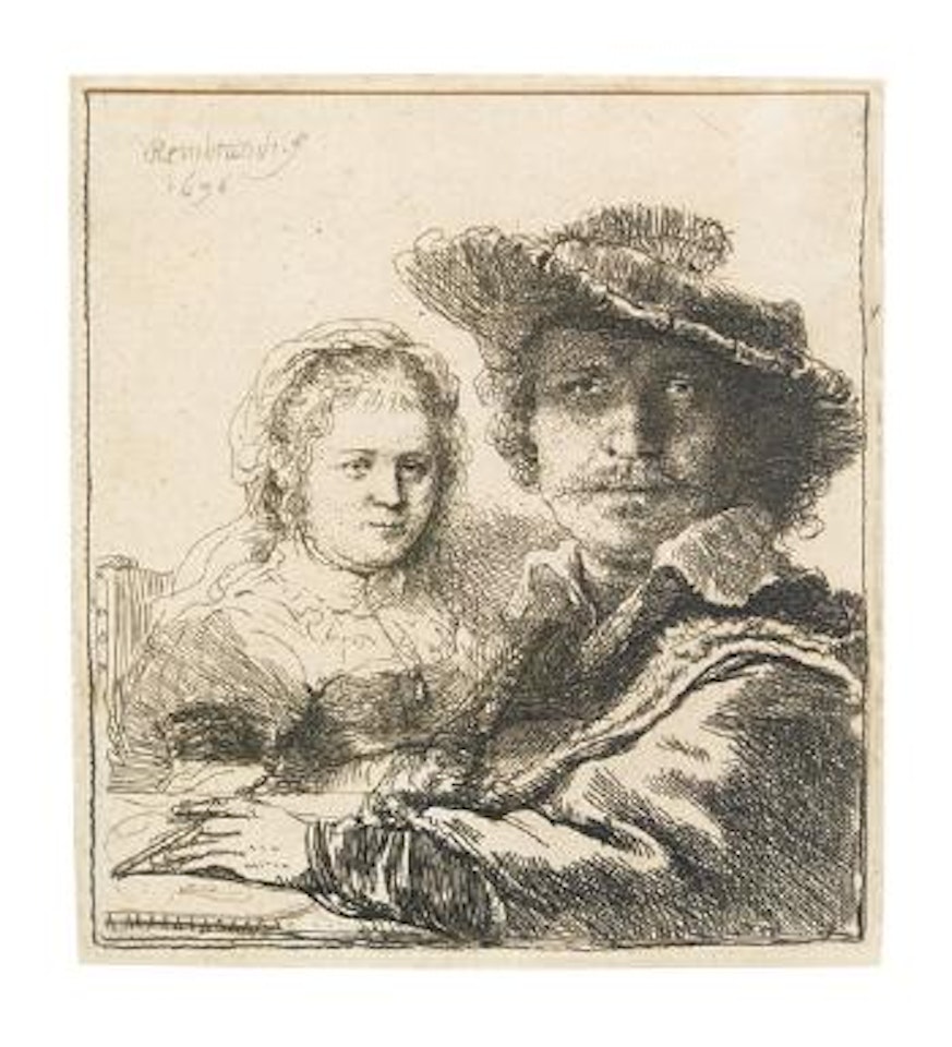 Self portrait with Saskia by Attributed to Rembrandt Harmensz van Rijn