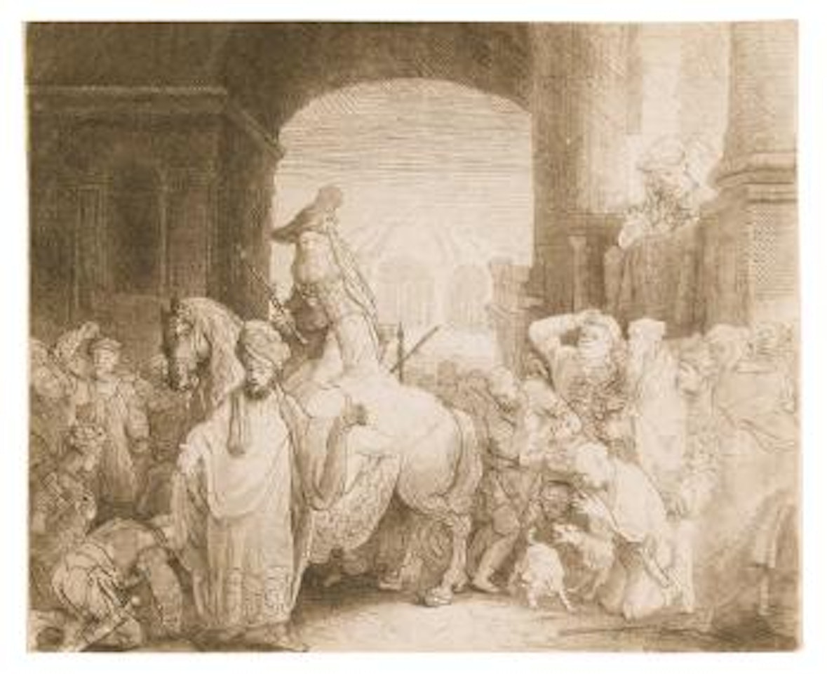 The triumph of Mordecai by Attributed to Rembrandt Harmensz van Rijn