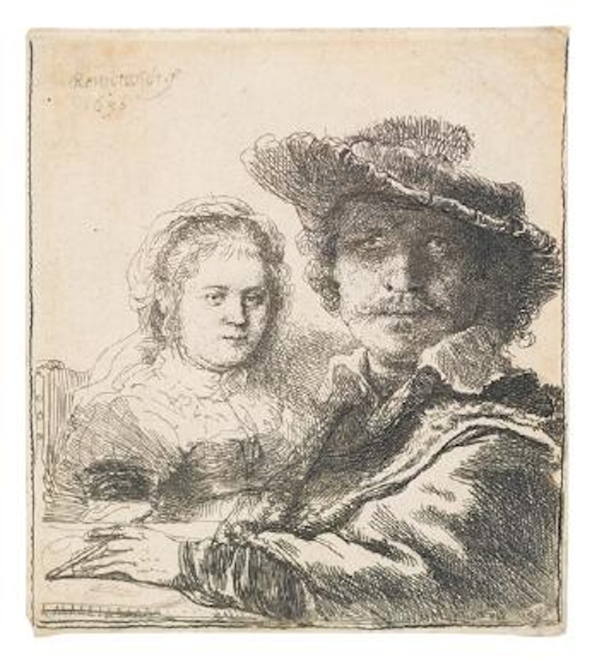 Self portrait with Saskia by Attributed to Rembrandt Harmensz van Rijn
