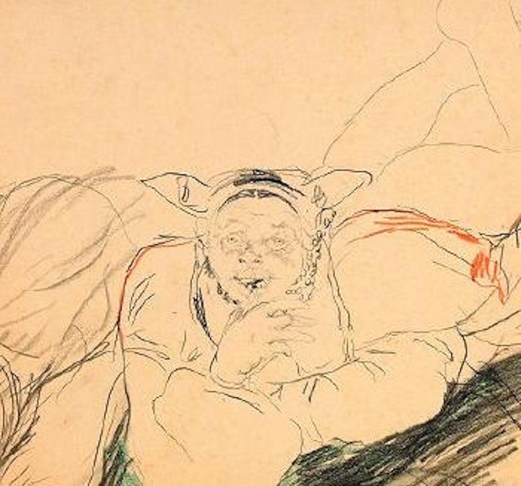 Man in eared hat, hand at chin by Filip Malyavin