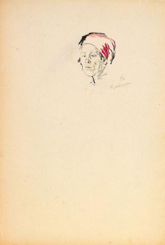 Head of a woman in red kerchief by Filip Malyavin