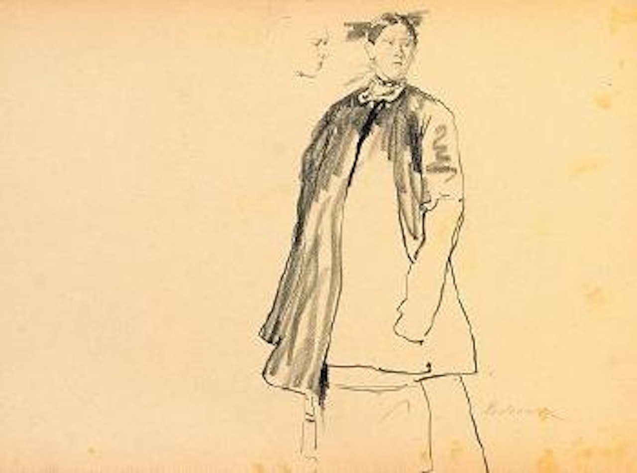 Woman in coat standing by Filip Malyavin