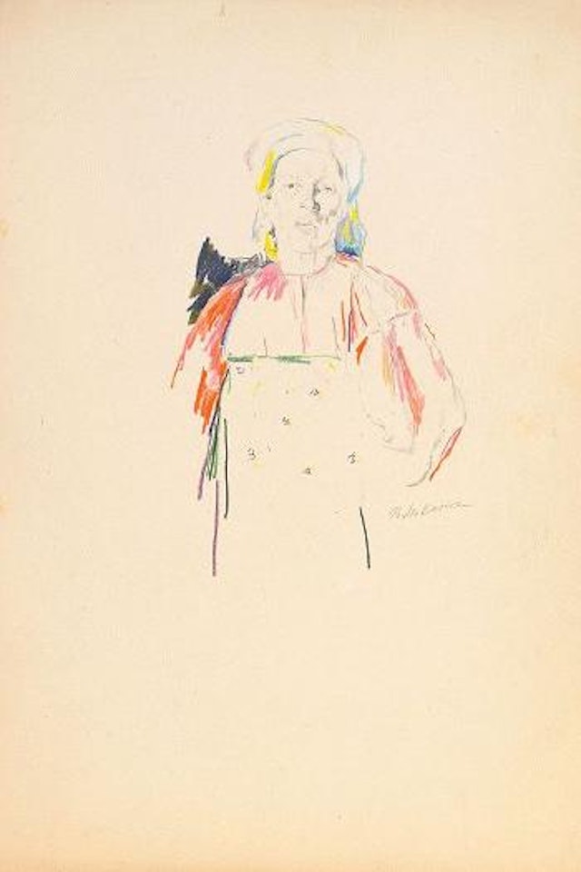 Head and torso of woman in Russian dress by Filip Malyavin
