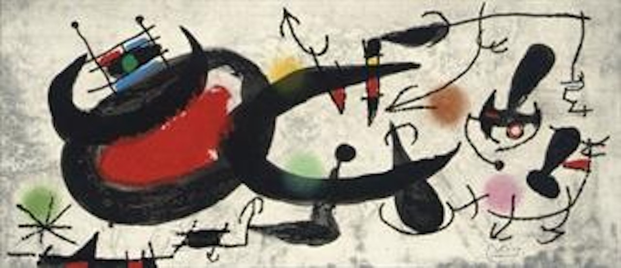 L'Oiseau Solaire, L'Oiseau Lunaire, Étincelles: one plate (D. 448, see C. books 117) by Joan Miró