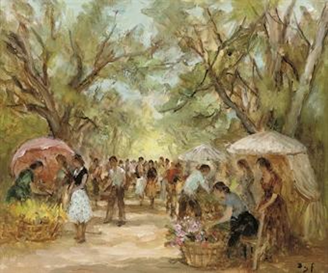 Marché aux fleurs sur les Lices à Arles by Marcel Dyf