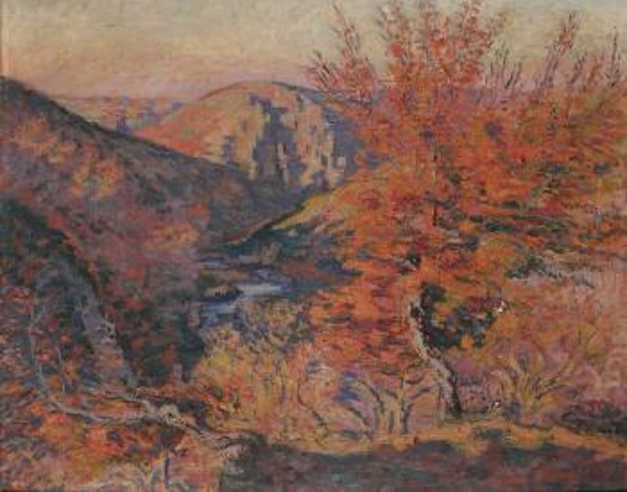 Le rocher de la fileuse le soir à Crozant by Armand Guillaumin