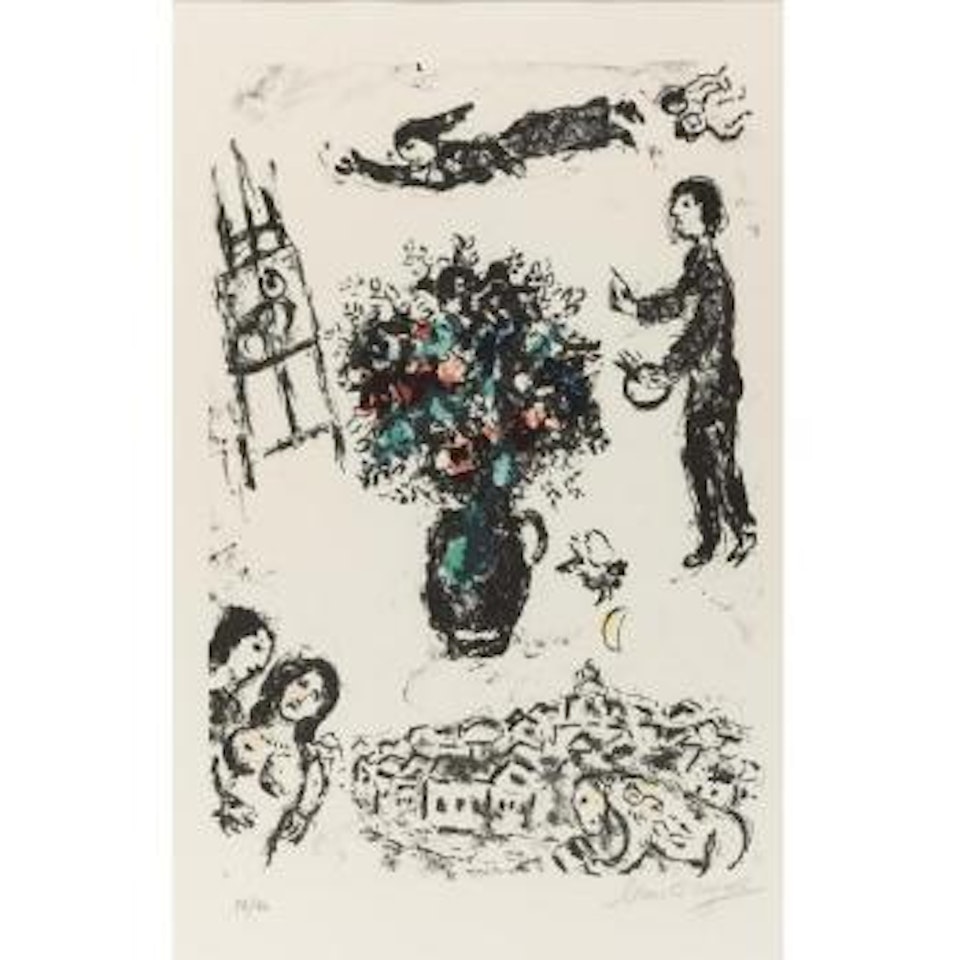 Bouquet Over The Town (M. 1009) by Marc Chagall