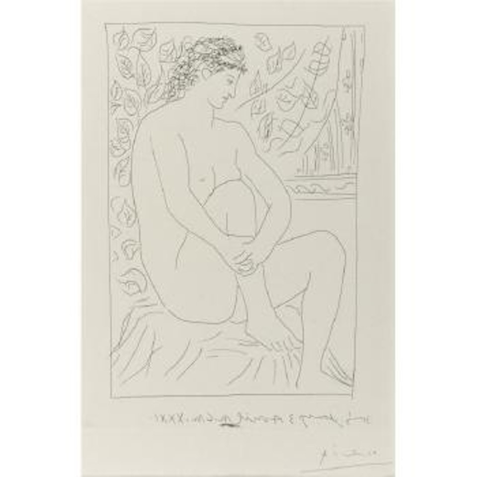 Femme Nue Assise Devant Une Rideau (B. 137) by Pablo Picasso