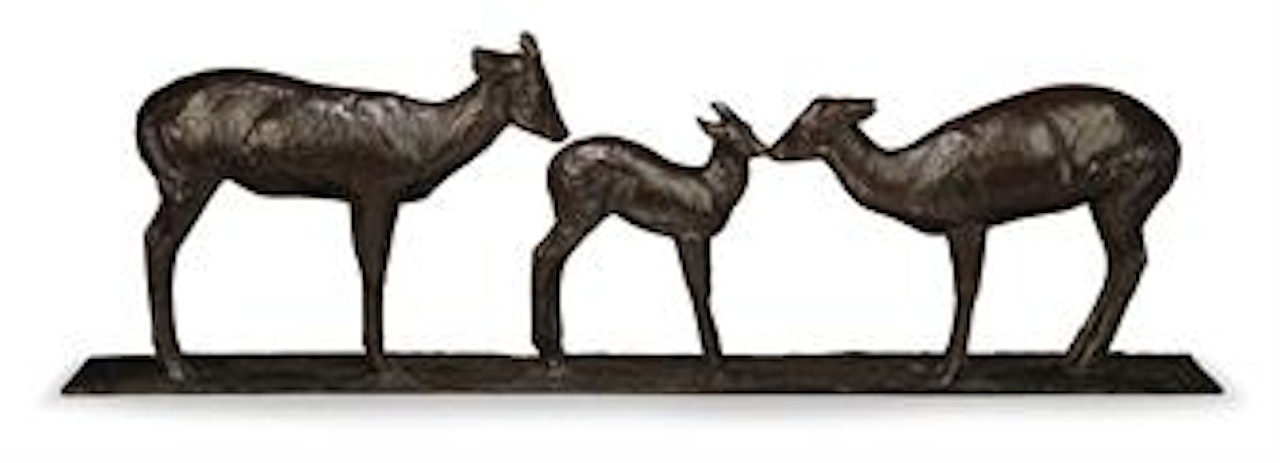 Deux Cerfs Axis Et Biche Caressant Faon by Rembrandt Bugatti